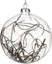 Goodwill Kerstbal Glas-Zilveren takjes D 10 cm   Voordeelverpakking van 2 stuks