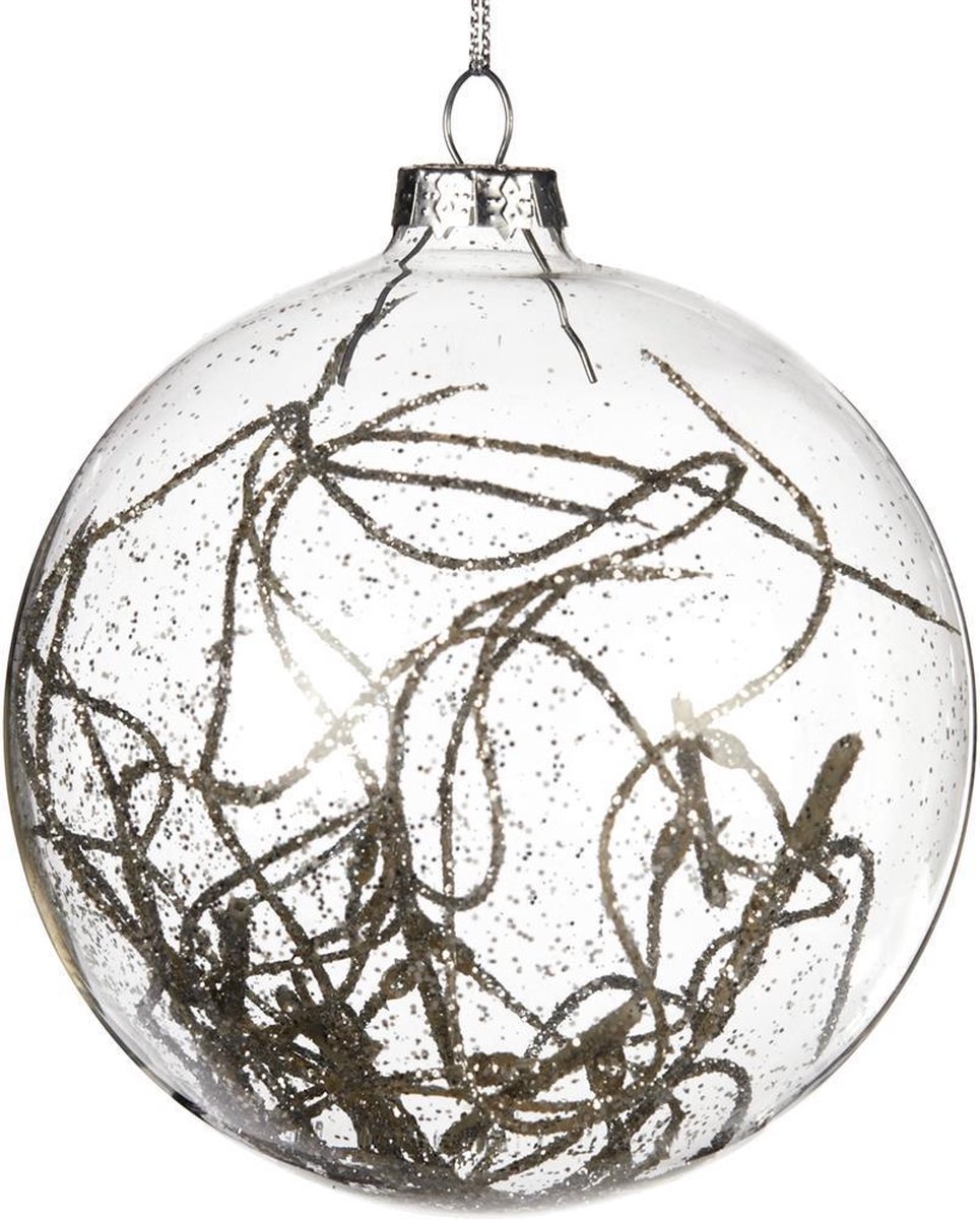 Goodwill Kerstbal Glas-Zilveren takjes D 10 cm Voordeelverpakking van 2 stuks