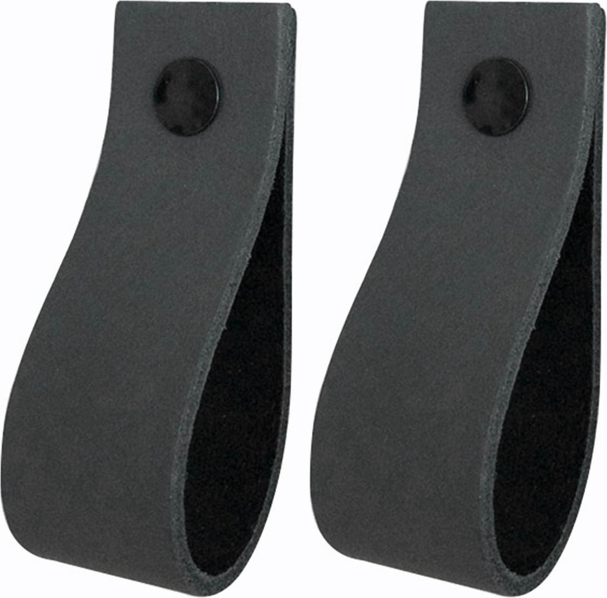 2x Leren handgrepen 'de lus' - maat M (19 x 2,5 cm) -  DONKERGRIJS - incl. 3 kleuren schroefjes (handgreepjes - leren grepen - greepjes - leren lusjes)