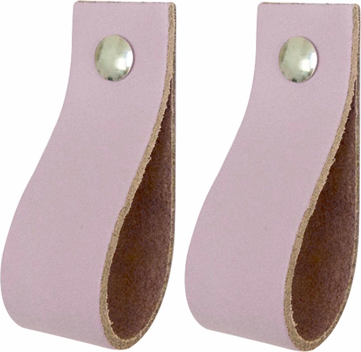 2x Leren handgrepen 'de lus' - maat M (19 x 2,5 cm) -  LILAPAARS - incl. 3 kleuren schroefjes (handgreepjes - leren grepen - greepjes - leren lusjes)