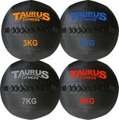 Taurus Wall Ball set (3-9 kg) – set van 4 – 35cm diameter – crossfit – muurbal – kunstleder – anti slip – functional training – stuitert - coördinatietraining