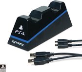 4Gamers - PS4 Licensed Twin Play and Charge Cables with Desktop Stand Black