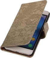 Mobieletelefoonhoesje.nl - Huawei Honor 4A / Y6 Hoesje Bloem Bookstyle Goud