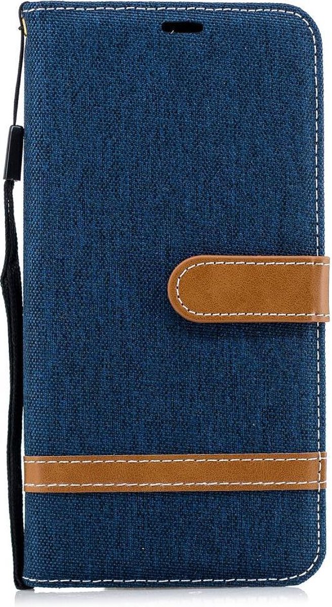 Denim Book Case - Geschikt voor Samsung Galaxy A7 (2018) Hoesje - Blauw