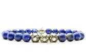 Beaddhism - Armband - Lapis - Lotus 3 - Sterling Zilver - 8 mm - 21 cm