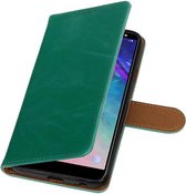 Groen Pull-up Booktype Hoesje voor Samsung Galaxy A6 2018