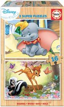 Educa 2X16 Bois Disney Animals - Bambi + Dumbo
