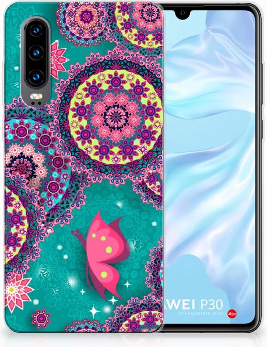 Huawei P30 Hoesje maken Cirkels en Vlinders