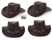 4x Cowboy hoed leder bruin