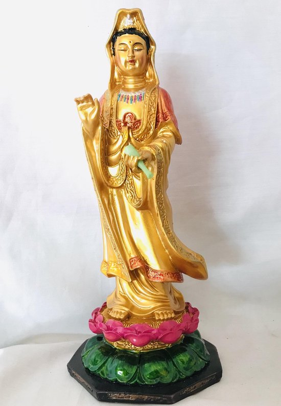 Staand Kwan Yin beeld kleur 27 cm Kwan Yin, ook wel Quan Yin Guanyin of  Kannon boeddha... | bol.com