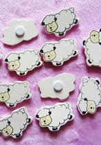 decoratie figuurtjes sticker Schaap hout - 10 stuks