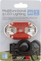 Multifunctioneel 9 LED Fiets Achterlicht |Fietslamp inclusief batterijen| rood licht |AAA batterijen |inclusief houder zadelpen en clip voor riem of tas