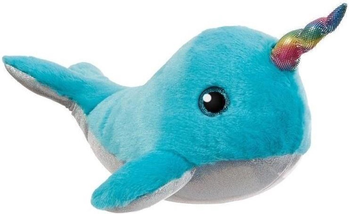 gemak scannen Terugroepen Pluche blauwe tandwalvis/narwal knuffel 30 cm - Walvissen oceaandieren  knuffels -... | bol.com