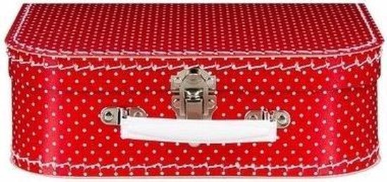 Speelgoed koffertje rood met witte stippen 25 cm | bol