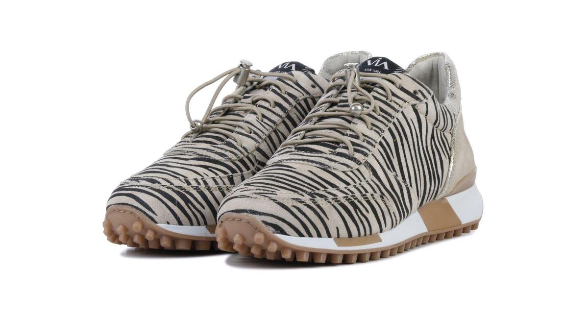 VIA VAI Vrouwen Leren Lage sneakers / Damesschoenen 5107076-00 zebra -  Gebroken wit... | bol.com