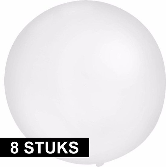 8x Grote ballonnen 60 cm wit - Geschikt voor lucht of helium -... | bol.com