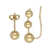 Glow oorbellen earcuffs bolletjes - goud 14 kt - a symmetrisch - 18mm