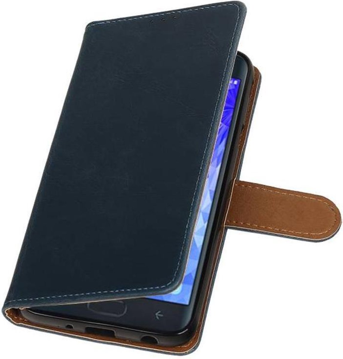 Blauw Pull-Up Booktype Hoesje voor Galaxy J7 (2018)