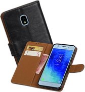 Zakelijke Book Case Telefoonhoesje Geschikt voor de Samsung Galaxy J3 2018 - Portemonnee Hoesje - Pasjeshouder Wallet Case - Zwart