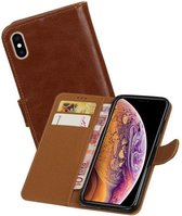 Zakelijke Book Case Telefoonhoesje Geschikt voor de iPhone XS Max - Portemonnee Hoesje - Pasjeshouder Wallet Case - Bruin