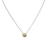 Glow ketting rondje geelgoud zirkonia - schakel witgoud (14 kt)- 42+2 cm