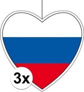 3x Hangdecoratie harten Rusland 28 cm - Russische vlag WK landen versiering