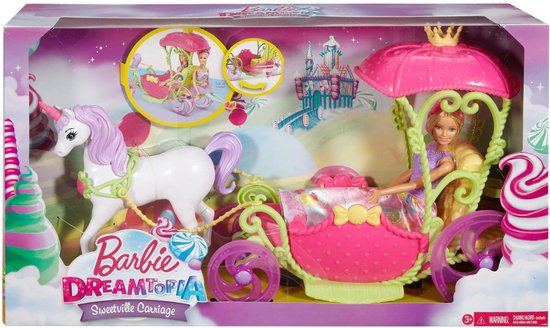 Barbie Dreamtopia Zoethuizen Koets met Eenhoorn | bol.com
