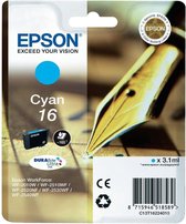 EPSON 16 inktcartridge cyaan standard capacity 3.1ml 165 paginas 1-pack RF-AM blister