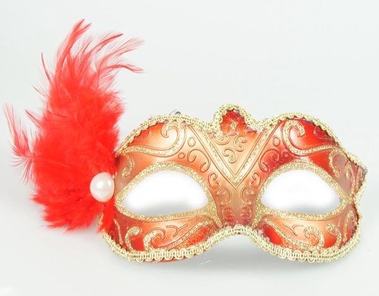 Welp bol.com | Venetiaans masker – rood rode kleur – carnaval – feest BG-86