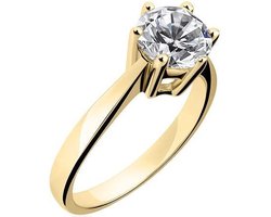 Schitterende 14 Karaat Gouden Ring met Swarovski Zirkonia 17,75 mm. (maat 56) | Verlovingsring