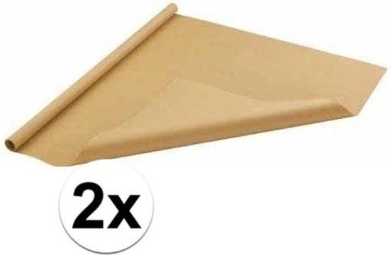 2x Inpakpapier bruin 500 x 70 cm op rol - cadeaupapier