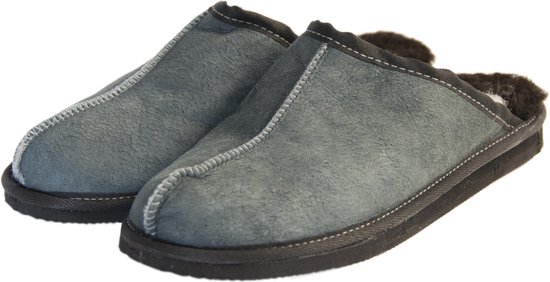 Schapenvacht pantoffels - Lamsvacht heren slippers - Grijs - Maat 36