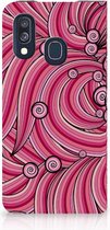 Bookcover Geschikt voor Samsung A40 Swirl Pink