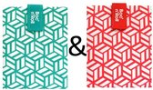 Boc'n'Roll Foodwrap herbruikbaar Boterhamzakje - Tiles Green en Red