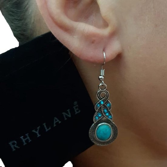 Boucles d'Oreilles Pendantes - Bleu Turquoise - Boucles d'Oreilles Pendantes Rhylane