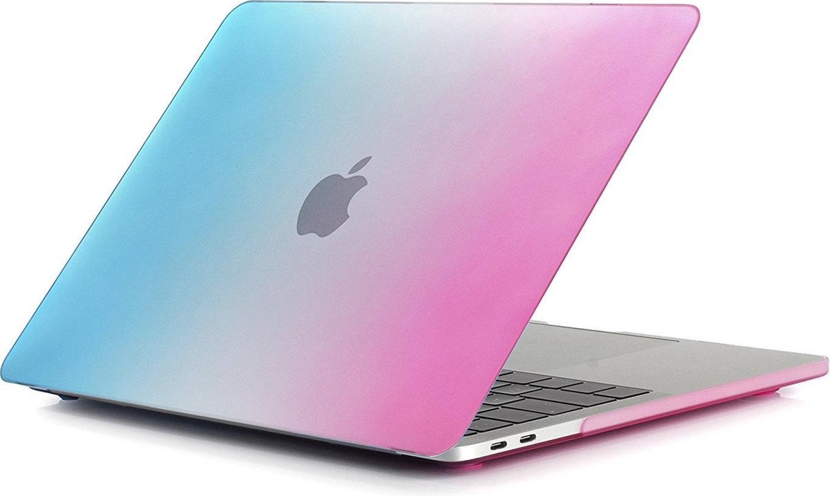 Macbook Case voor New Macbook PRO 13 inch met of zonder Touch Bar 2016/2017 - Hard Cover - Regenboog Blauw Pink