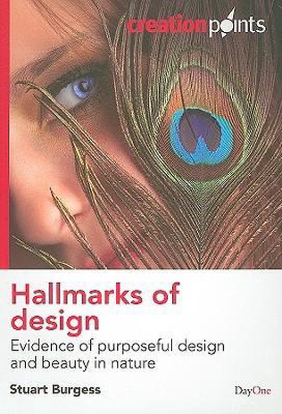 Boekomslag 'Hallmarks of design' met deel van een gezicht en pauwenveer.