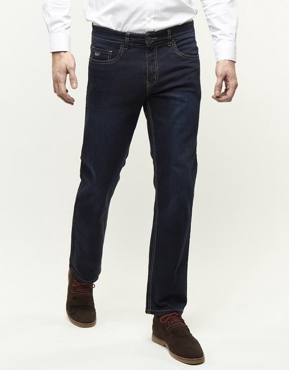 Palm S05 - Modern fit, sand blasted dark blue stretch denim, L30-W44
