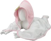 ARTG® Babiezz - Babycape - Baby Badcape - Kraamkado - 75 x 75 cm -  Wit / Licht Rose Capuchon en Rand - 100% Katoen - WHITE / LIGHT PINK