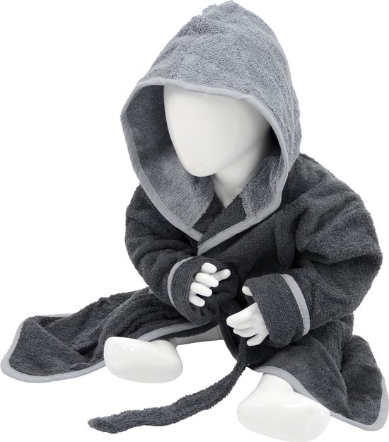 Peignoir bébé ARTG Babiezz® avec capuche Gris graphite - Gris anthracite - Taille 80-92