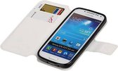 Cross Pattern Bookstyle Wallet Case Hoesje Geschikt voor Samsung Galaxy S4 mini i9190 Wit
