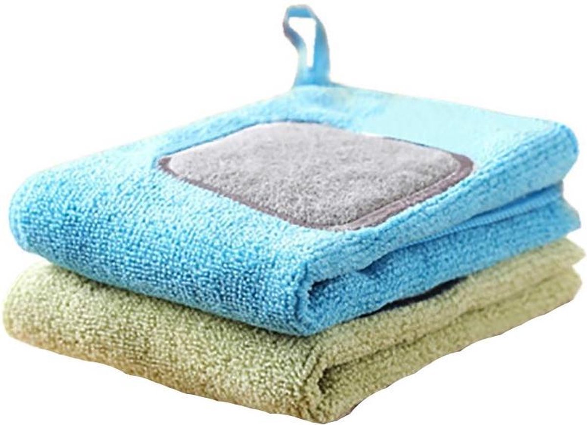 Goedkoopste Microvezeldoeken - Afwassen - Spons - Voor ieder oppervlak - Groen&Blauw - Origineel