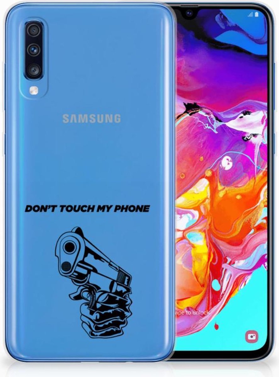 Samsung Galaxy A70 Silicone-hoesje Gun Don't Touch My Phone