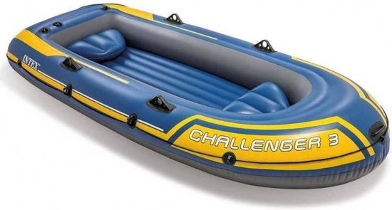 Intex Challenger 3 Opblaasboot - 3-Persoons - Blauw/Geel | bol.com