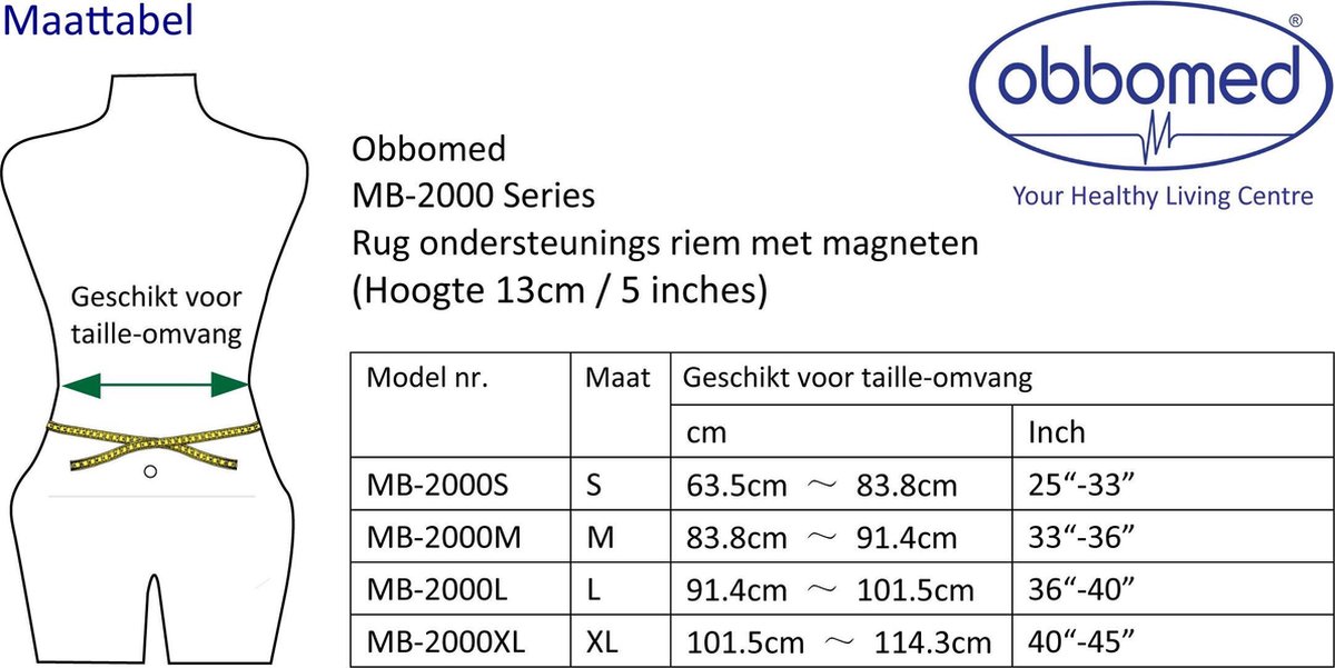 Goedkoopste Obbomed MB-2000S ledensteun met Far infrared (FIR) en ferriet magneten – hulpmiddel tegen pijn – Maat S