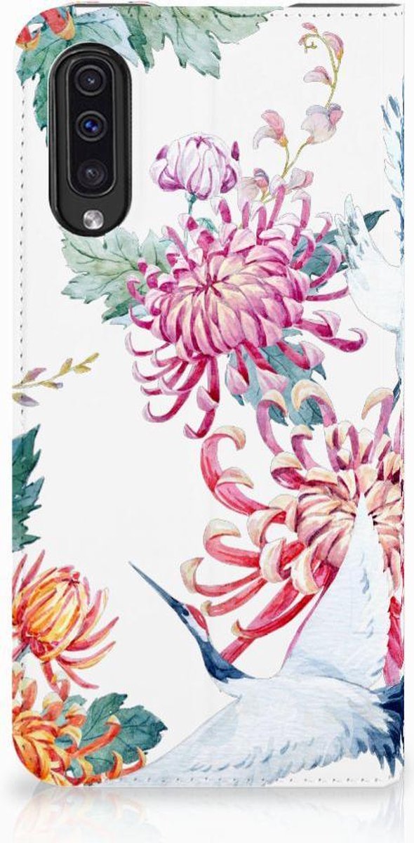 Book Case voor Samsung Galaxy A50 Hoesje maken Bird Flowers