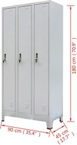 Lockerkast  met 3 deuren met spiegel 90x45x180 cm / locker kast met drie deuren