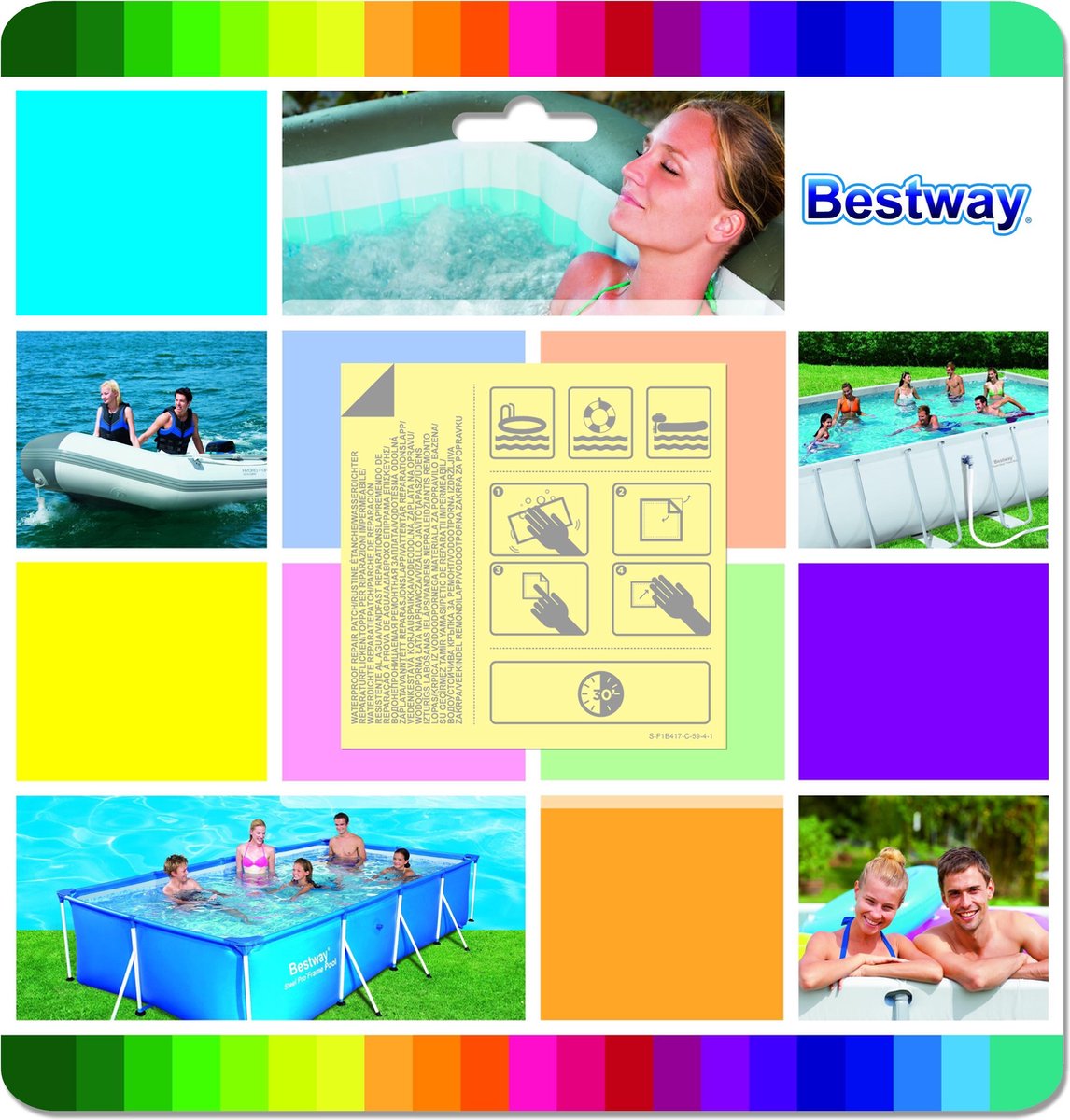 Pièce de réparation robuste Bestway, 10 pièces, 2 1/2 x 2 1/2 po