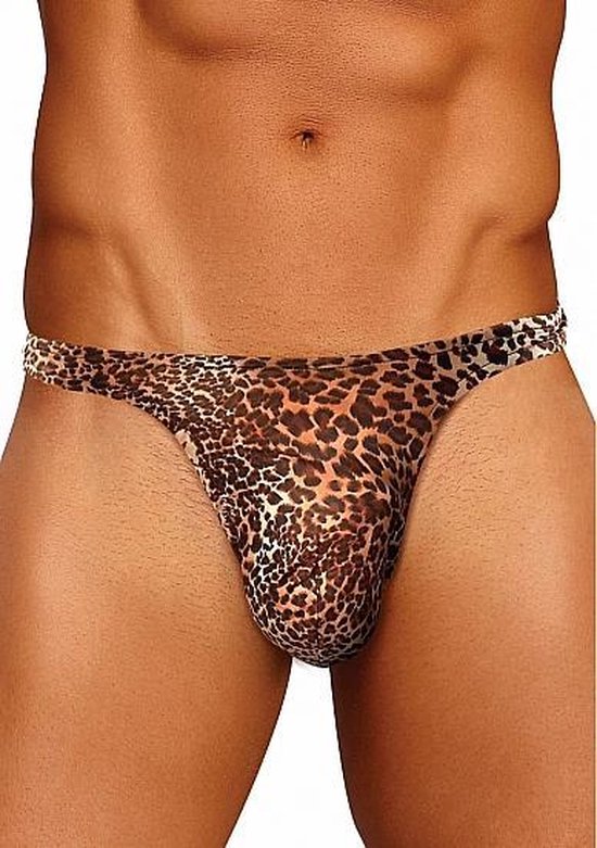 Male Power Leopard Lace Lingerie voor mannen Wonder Thong S/M -  bruin,meerkleurig | bol