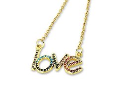 Amanto Ketting Evira G - 316L Staal - Liefde / Love - 23x14mm - 50cm